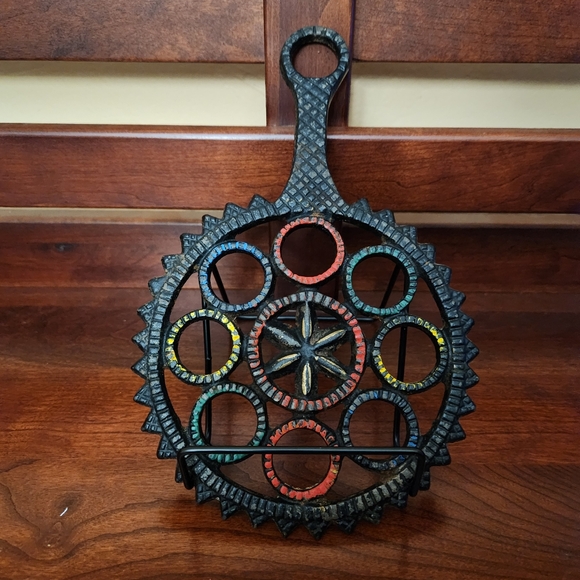 COPY - VINTAGE T-7 "Tulip" John Zimmerman Harner Cast Iron Trivet 9X5 - Picture 7 of 11